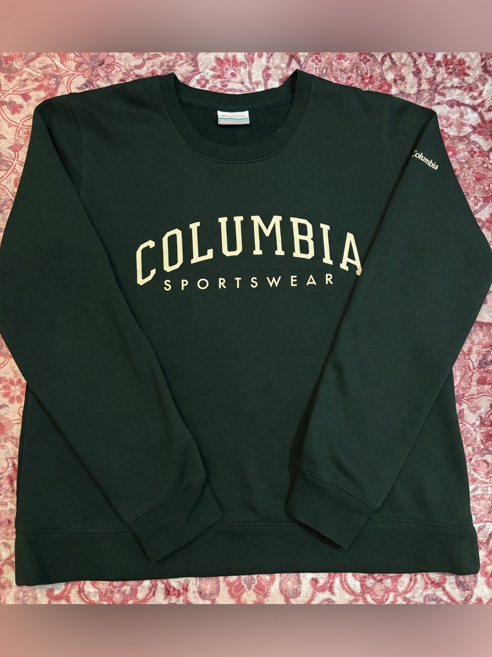 Columbia Crewneck Sweatshirt in Dark Green with Cream Logo